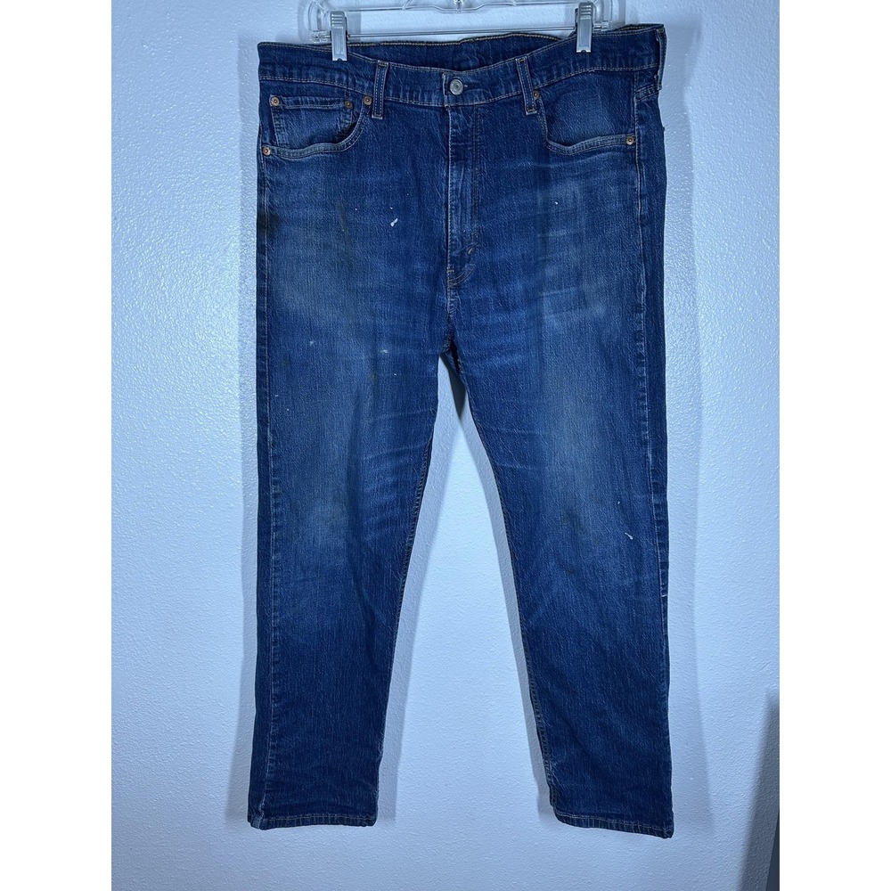 Levis 505 Jeans Mens 40x32 Blue Denim Straight Leg Regular‎ Distressed Workwear